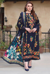 ASIM JOFA-3PC DHANAK EMBROIDERED SHIRT WITH COURTRAI PRINTED SHAWL & TROUSER  V676